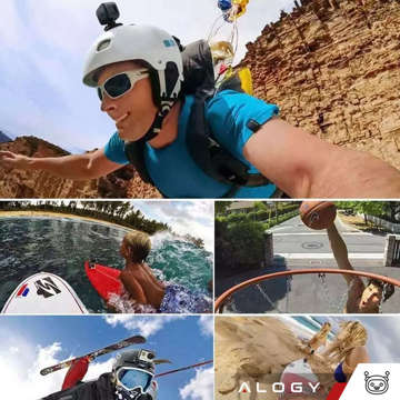 Zestaw akcesoriów montażowych Alogy 20w1 na kask do kamer sportowych GoPro, DJI, Insta360, SJCam, Eken 