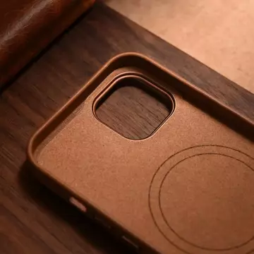 iCarer Case Leather pokrowiec etui z naturalnej skóry do iPhone 14 Plus brązowy (kompatybilne z MagSafe)