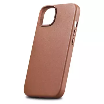 iCarer Case Leather pokrowiec etui z naturalnej skóry do iPhone 14 Plus brązowy (kompatybilne z MagSafe)