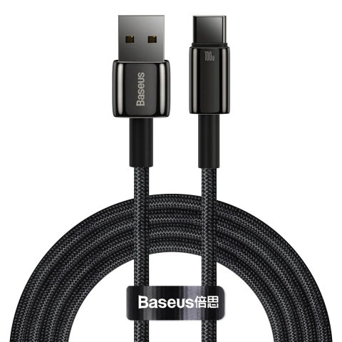 Baseus Tungsten Gold kábel USB-A - USB-C 480Mb/s 100W 2m čierny (CAWJ000101)