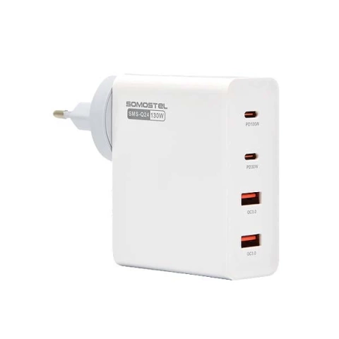 Somostel Power Selivery Q24 130W Gan nástenná nabíjačka 2x USB-C 2x USB QC 3.0 biela