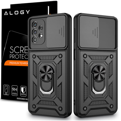 Púzdro Alogy Stand Ring Case s krytom na fotoaparát pre Samsung Galaxy A32 5G Glass