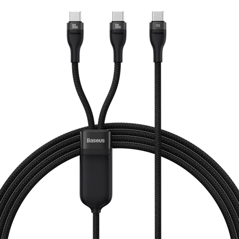 Baseus Flash Series Ⅱ rýchlonabíjací kábel 2v1 USB-C - 2xUSB-C 100W 1,5m čierny