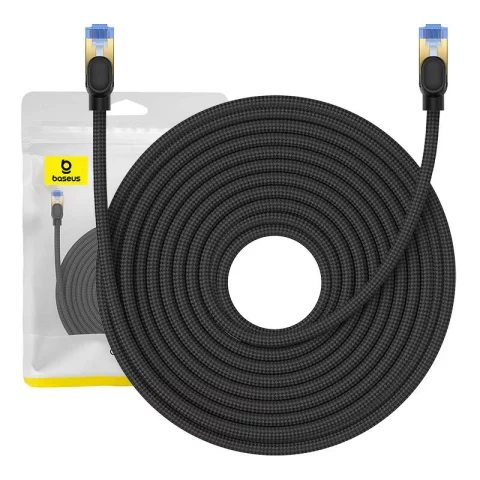 Pletený sieťový kábel Baseus Ethernet RJ45, 10 Gbps, 20 m (čierny)