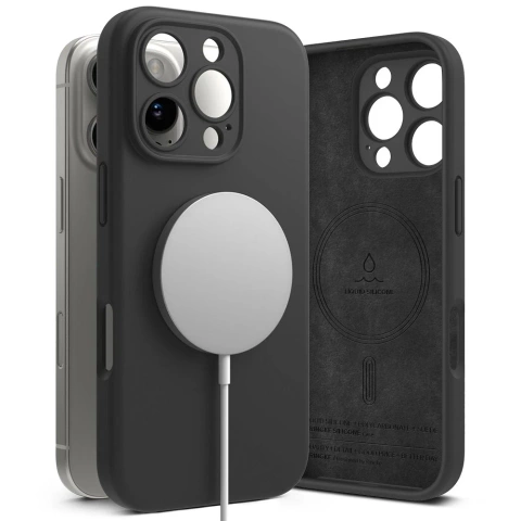 Magnetické silikónové puzdro Ringke MagSafe pre iPhone 16 Pro Max Housing Cover Black