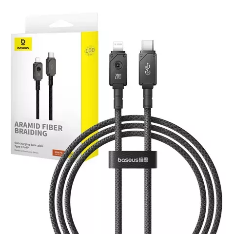 Baseus USB C na IP rýchlonabíjací kábel 20A, 1m (čierny)