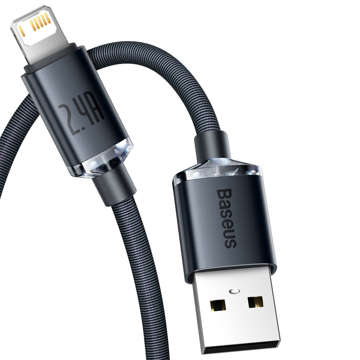 1,2m kábel Baseus Crystal USB kábel pre iPhone 2.4A Lightning Black