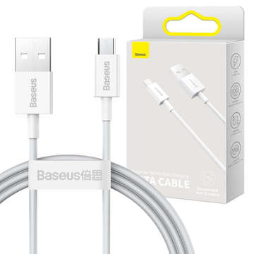 1m Baseus Špičkový kábel odolný USB na micro USB 2A kábel Biely