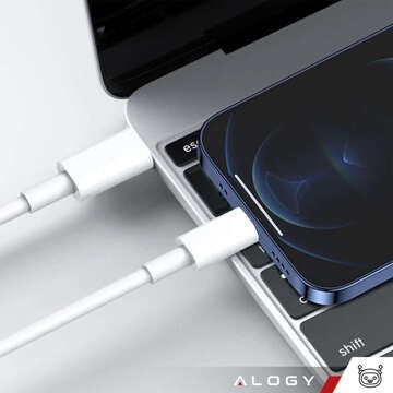 2m USB-C to Lightning kábel Alogy Fast Charge iPhone nabíjací kábel 20W biely