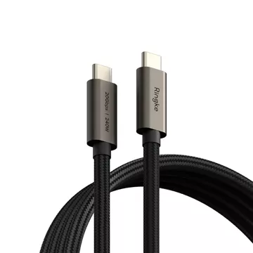 2x kábel USB-C typ C Ringke kábel USB 3.2 Gen PD240W 200 cm čierny