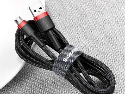 3m kábel Baseus Cafule odolný micro USB 2A červený nylonový kábel