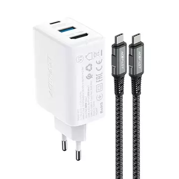 Acefast 2v1 nabíjačka GaN 65W USB Type C / USB, adaptér adaptér HDMI 4K @ 60Hz (sada s káblom) biela (A17 biela)