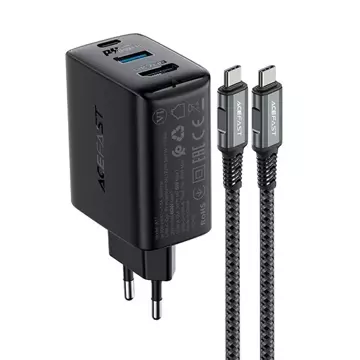 Acefast 2v1 nabíjačka GaN 65W USB Type C / USB, adaptér adaptér HDMI 4K @ 60Hz (sada s káblom) čierna (A17 čierna)