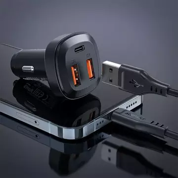 Acefast autonabíjačka 66W 2x USB / USB Type C, PPS, Power Delivery, Quick Charge 4.0, AFC, FCP, SCP čierna (B9)