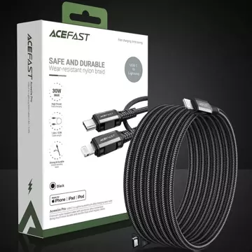 Acefast kábel MFI USB Typ C - Lightning 1,8m, 30W, 3A czarny (C4-01 C Black)