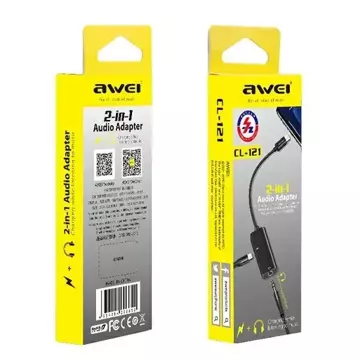 Adaptér AWEI CL-121 Lightning-Lightning/Jack 3.5 2w1 czarny/black