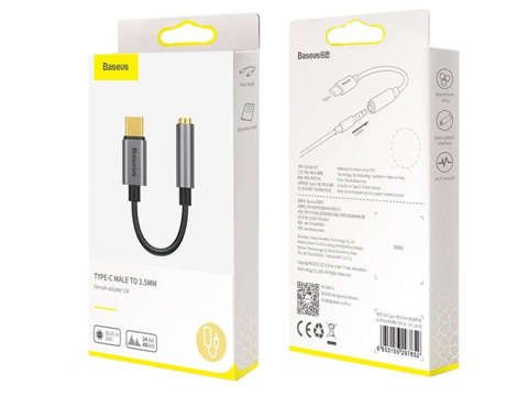 Adaptér Baseus L54 USB-C typu C na mini jack 3,5 mm Audio Grey