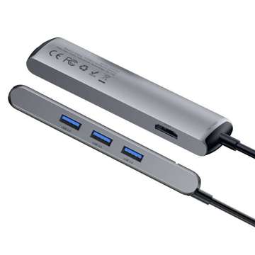 Adaptér HUB 6w1 Baseus USB-C na 3x USB 3.0 HDMI RJ45 USB-C PD