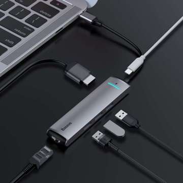 Adaptér HUB 6w1 Baseus USB-C na 3x USB 3.0 HDMI RJ45 USB-C PD