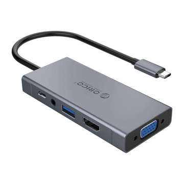 Adaptér Hub 5w1 Orico, HDMI 4K USB 3.0 VGA AUX USB-C PD 60W