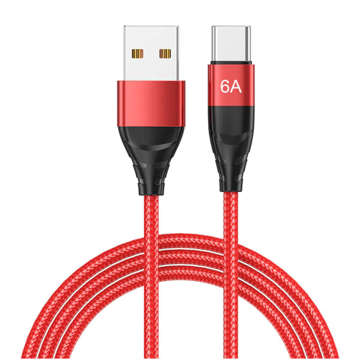 Alogický kábel USB-A na USB-C Kábel typu C 6A 1m Červený