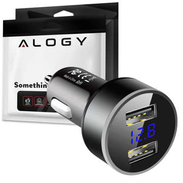 Alogy 2x USB nabíjačka do auta s LED displejom Čierna