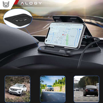 Alogy Carbon držiak na palubnú dosku v kabíne auta pre telefón až do 6,8 palcov GPS čierny organizér
