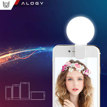 Alogy Mini Selfie Ring LED Light Clip pre nahrávanie telefónu s klipom Biela