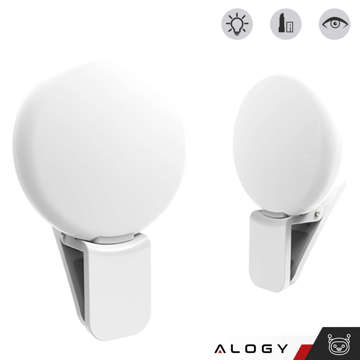 Alogy Mini Selfie Ring LED Light Clip pre nahrávanie telefónu s klipom Biela