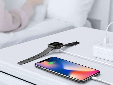 Alogy Qi Lightning 2v1 indukčná nabíjačka pre Apple Watch/iPhone Nástenná nabíjačka 20W čierna