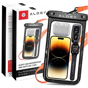 Alogy Waterproof Case univerzálna IPX8 vodotesná taška na telefón do 9 palcov a príslušenstvo čierna