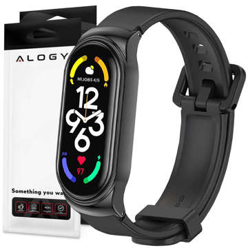 Alogy silikónový remienok s remienkom na zapínanie pre Xiaomi Mi Band 7 Black