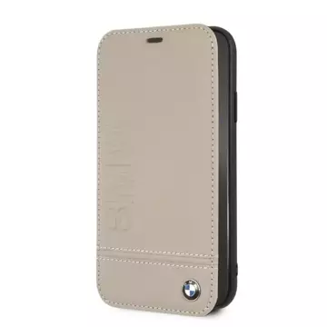 BMW BMFLBKI61LLST ochranné puzdro na telefón pre Apple iPhone Xr book béžová/taupe Logo Potlač