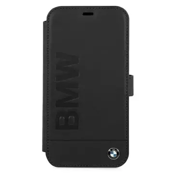 BMW BMFLBKP12SSLLBK Puzdro na telefón pre Apple iPhone 12 Mini 5,4" čierna/čierna kniha s podpisom