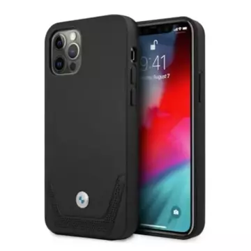 BMW BMHCP12LRSWPK puzdro na telefón pre Apple iPhone 12 Pro Max 6,7" čierne/čierne pevné puzdro z kože perforované