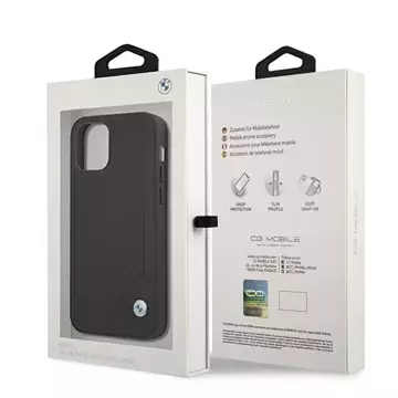 BMW BMHCP12SRCDPK Puzdro na telefón pre Apple iPhone 12 Mini 5,4" čierno/čierne pevné puzdro Kožené puzdro