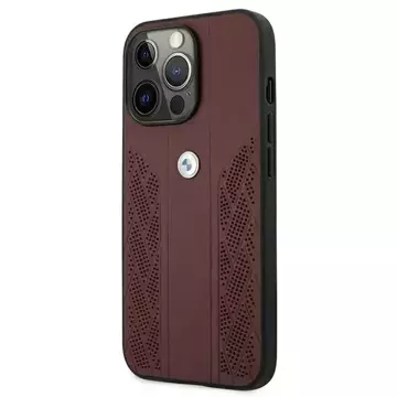 BMW BMHCP13XRSPPR puzdro na telefón Apple iPhone 13 Pro Max 6,7" červené/červené pevné puzdro Leather Curve Perforate