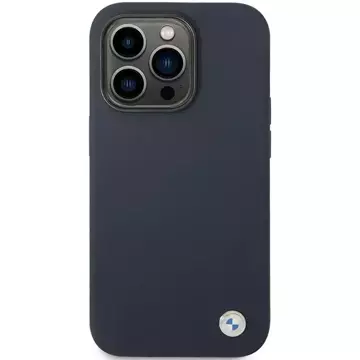 BMW BMHCP14LSTRONG Puzdro na telefón pre Apple iPhone 14 Pro 6,1" námornícka modrá/námornícka silikónové kovové logo