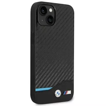 BMW BMHCP14M22NBCK puzdro na telefón pre Apple iPhone 14 Plus 6,7" čierne/čierne kožené karbónové