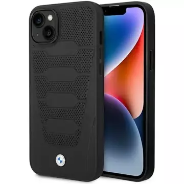 BMW BMHCP14S22RPSK Puzdro na telefón pre Apple iPhone 14 6,1" čierno/čierne so vzorom kožených sedadiel