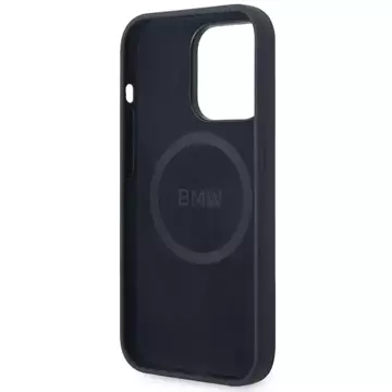 BMW BMHMP14LSILNA Puzdro na telefón pre Apple iPhone 14 Pro 6,1" námornícka modrá/námornícka Silikónové kovové Logo MagSafe