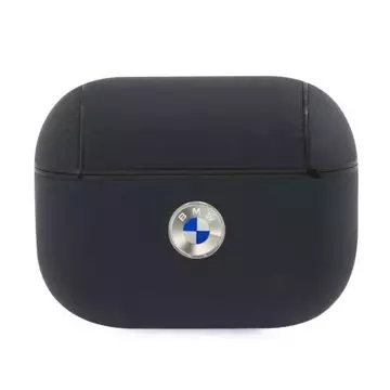 BMW Ochranné puzdro na slúchadlá pre kryt AirPods Pro tmavomodrá/námornícka farba Geniune Leather Silver Logo