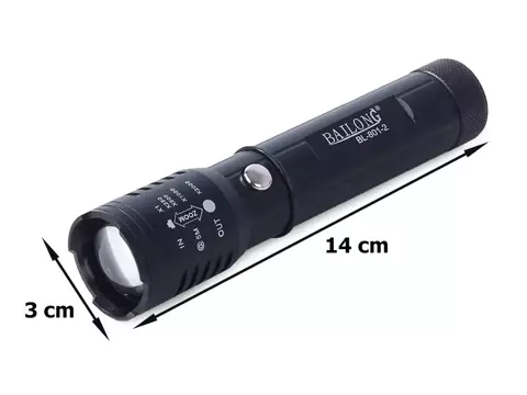 Bailong zoom CREE XP-E Q5 UV LED taktická baterka