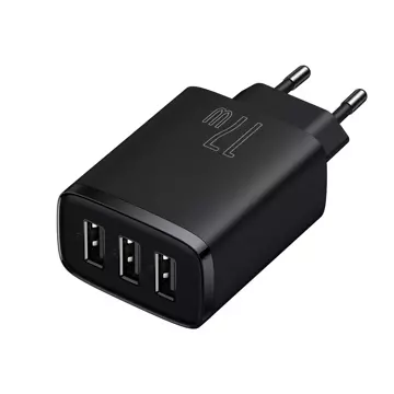 Baseus Compact 3x USB typ A 17W nástenná nabíjačka čierna