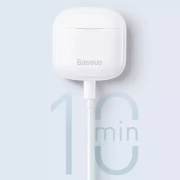 Baseus E3 Wireless Bluetooth 5.0 TWS slúchadlá do uší vodotesné IP64 biele (NGTW080002)