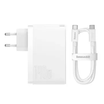 Baseus GaN5 Pro 2xUSB-C USB nástenná nabíjačka, 140W (biela)