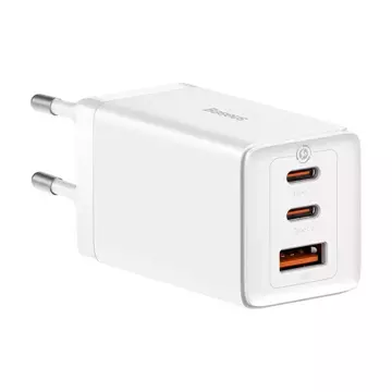 Baseus GaN5 Pro 2xUSB-C USB nástenná nabíjačka, 65W (biela)