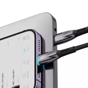 Baseus Glimmer Series rýchlonabíjací kábel USB-C - Lightning 480Mb/s PD 20W 1m čierny