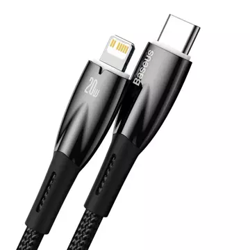 Baseus Glimmer Series rýchlonabíjací kábel USB-C - Lightning 480Mb/s PD 20W 1m čierny