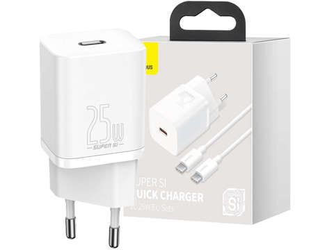 Baseus USB-C PD 25W nabíjací kábel na stenu pre USB-C biely